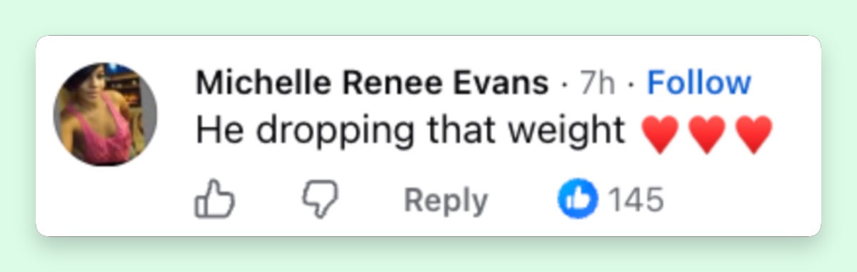 A commenter enthusiastically celebrated Rob's apparent weight loss after seeing his latest photos. | Source: Facebook/ Page Six
