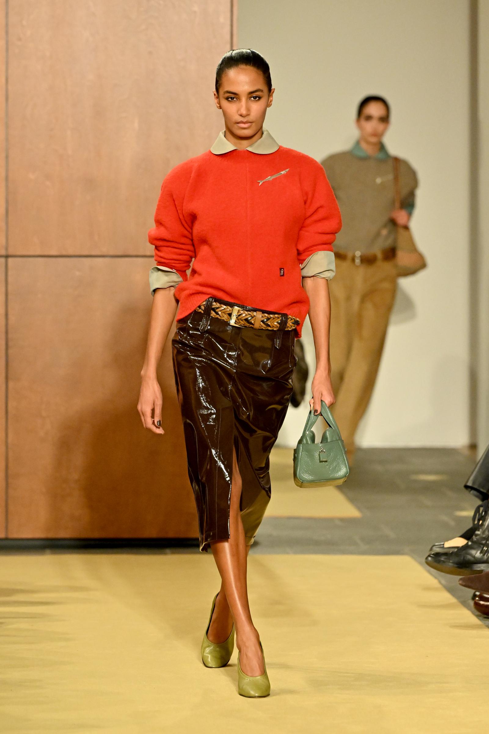 A model at the runway of the Tory Burch Fall/Winter 2026 show during New York Fashion Week at Sotheby's on February 11, 2026 in New York City. | Source: Getty Images