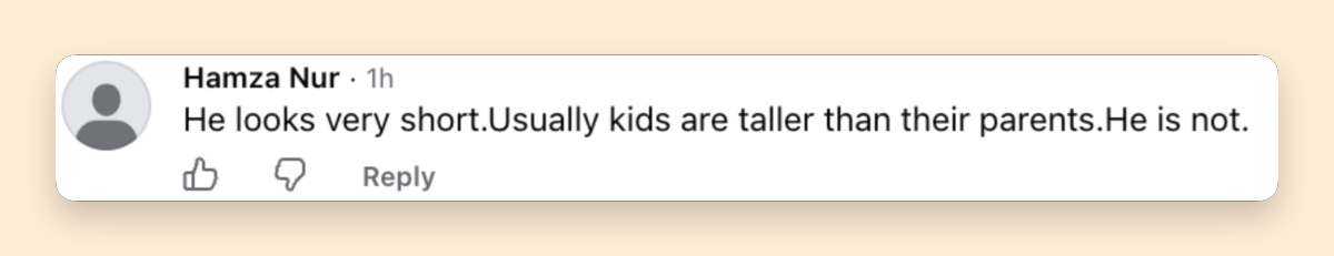 Another commenter focused on James's height, expressing surprise that the grown son didn't appear taller than his parents. | Source: Facebook/ Page Six