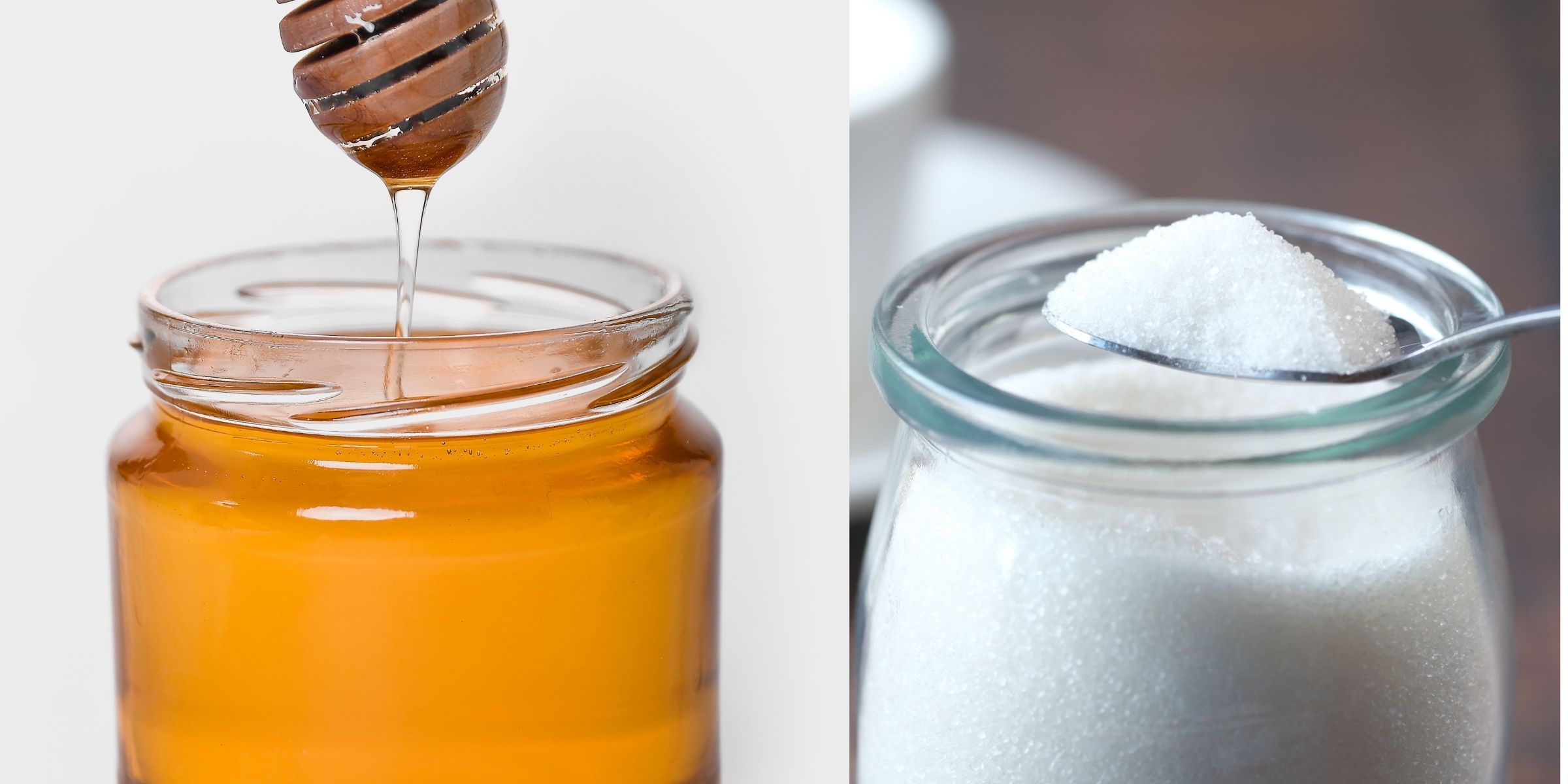 A jar of honey | A jar of sugar | Source: Pexels