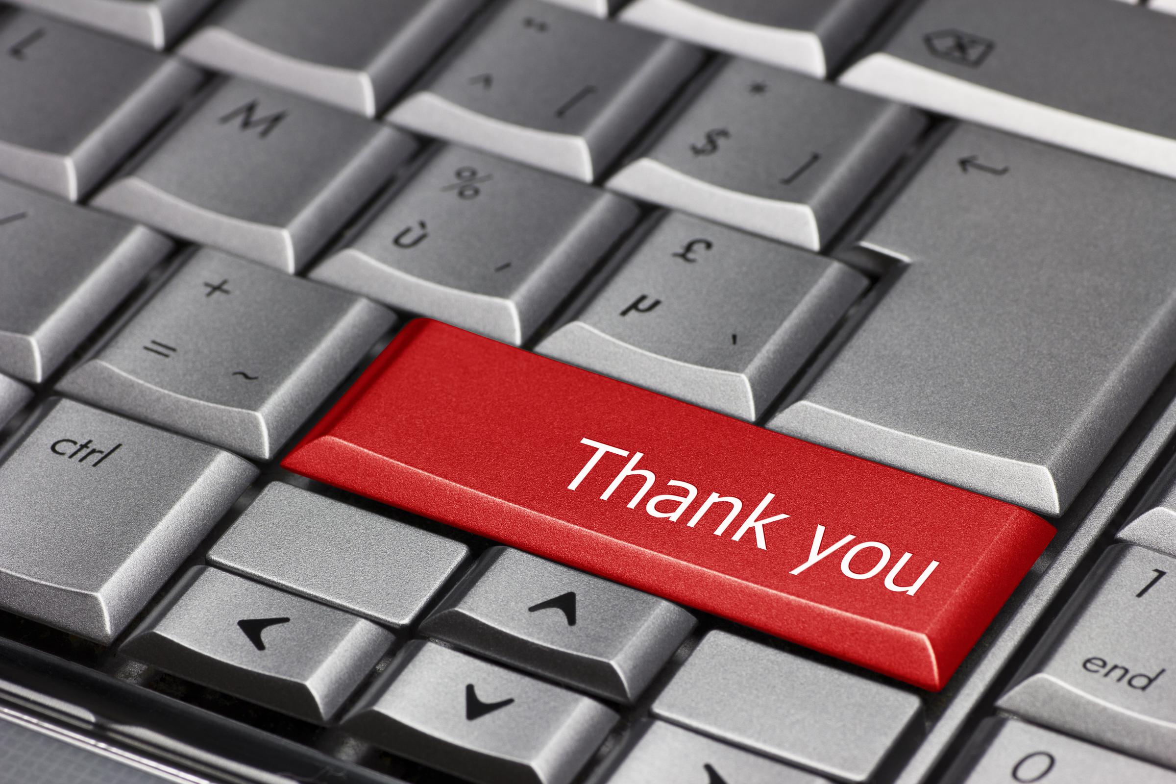 A computer key for "Thank You" | Source: Getty Images