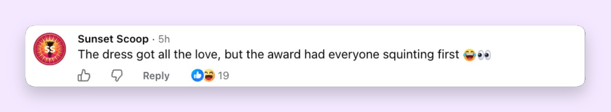 A social media user highlights how the oddly shaped trophy stole attention and prompted double-takes from onlookers. | Source: Facebook/pagesix