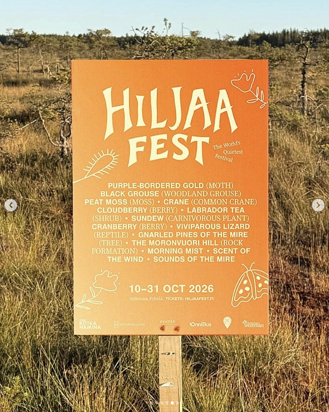 A signage promoting Finland's Hiljaa Fest | Source: instagram/finnishparks