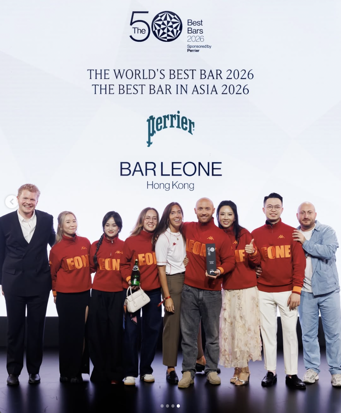 A photo celebrating Bar Leone's win as the world's best bar in 2026 | Source: instagram/barleonehk