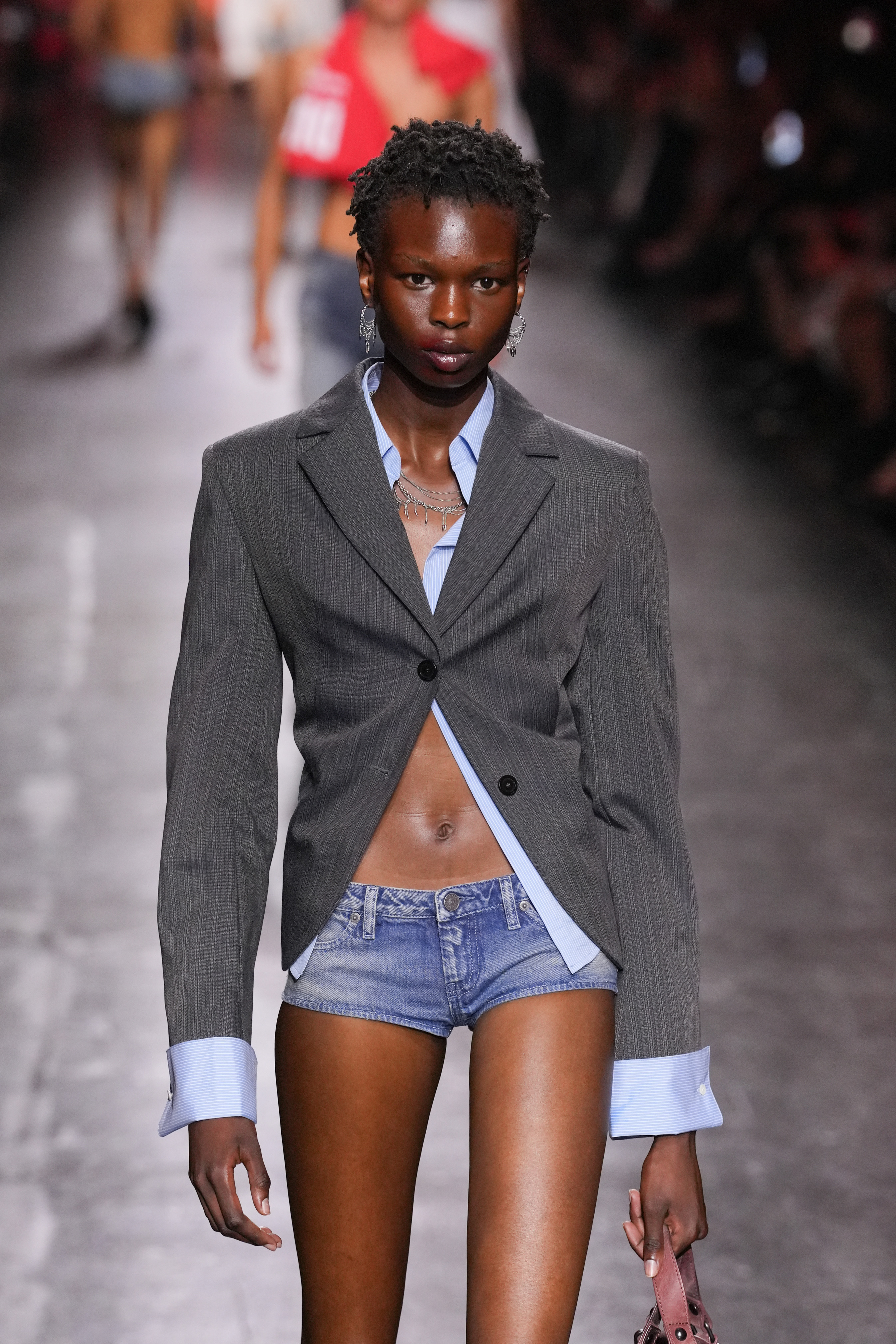 A model wearing micro denim shorts on the Diesel runway during Milan Fashion Week in September 2026 | Source: Getty Images